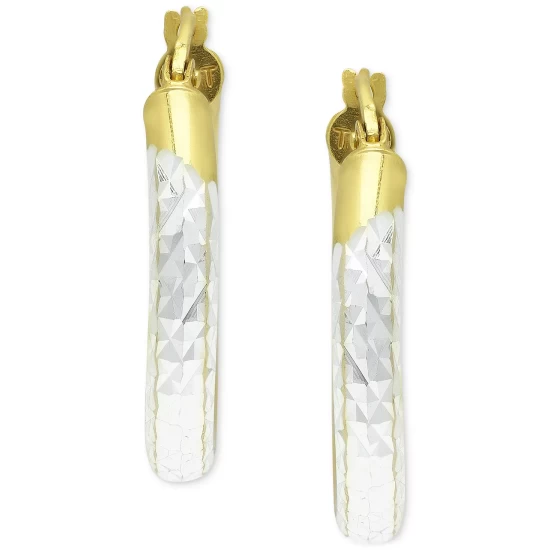 Outlet ๐ Giani Bernini Small Two-Tone Textured Hoop Earrings In Sterling Silver & 18k Gold-Plate, 3/4, Created For Macy's โ๏ธ 4 Outlet ๐ Giani Bernini Small Two-Tone Textured Hoop Earrings In Sterling Silver & 18k Gold-Plate, 3/4, Created For Macy's โ๏ธ - Image 4