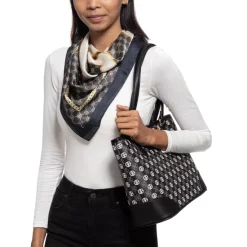 Best Pirce 🧨 Giani Bernini 👩 Women's Logo Chain Print Square Scarf Black 🌟 -Giani Bernini Shop unnamed file 115