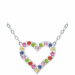 Brand new ๐ฏ Giani Bernini Lab-Created Pink Sapphire (1/3 Ct. T.w.) & Multicolor Cubic Zirconia Heart Pendant Necklace In Sterling Silver, 16 + 2 Extender, Created For Macy's ๐