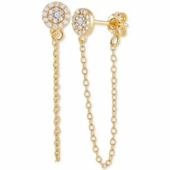 Outlet 💯 Giani Bernini Cubic Zirconia Cluster Chain Drop Earrings In 14k Gold-Plated Sterling Silver, Created For Macy's (Also In Sterling Silver) 🧨