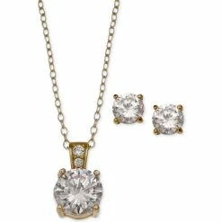 Discount โ๏ธ Giani Bernini 2-Pc. Set Cubic Zirconia Round Pendant Necklace And Stud Earring Set In 18k Gold-Plated Sterling Silver, 18k Rose Gold-Plated And Sterling Silver Created For Macy's ๐