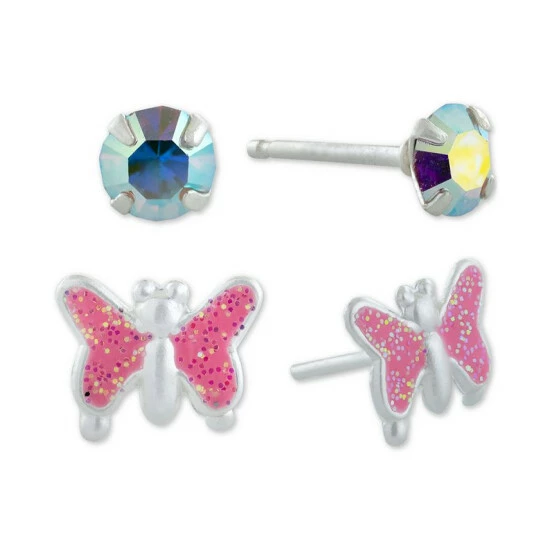 Promo โญ Giani Bernini 2-Pc. Set Crystal Solitaire & Glitter Butterfly Stud Earrings In Sterling Silver, Created For Macy's Multi ๐ 1 Promo โญ Giani Bernini 2-Pc. Set Crystal Solitaire & Glitter Butterfly Stud Earrings In Sterling Silver, Created For Macy's Multi ๐