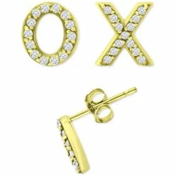 Cheapest 🧨 Giani Bernini Cubic Zirconia X & O Mismatch Stud Earrings, Created For Macy's Gold 🛒