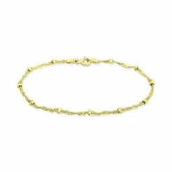 Wholesale 🎁 Giani Bernini Beaded Singapore Link Chain Bracelet In 18k Gold-Plated Sterling Silver, Created For Macy's Gold Over Silver ⭐