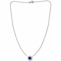 Buy 🎁 Giani Bernini Blue Cubic Zirconia Framed 16 Pendant Necklace, Created For Macy's Silver ❤️