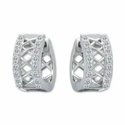 Budget ⭐ Giani Bernini Cubic Zirconia Lattice Small Huggie Hoop Earrings, 0.51, Created For Macy's Sterling Silver ✔️