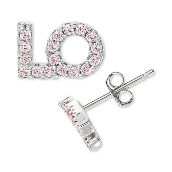 Brand new ๐ Giani Bernini Pink Cubic Zirconia LOVE Stud Earrings In Sterling Silver, Created For Macy's ๐งจ 4 Brand new ๐ Giani Bernini Pink Cubic Zirconia LOVE Stud Earrings In Sterling Silver, Created For Macy's ๐งจ - Image 4