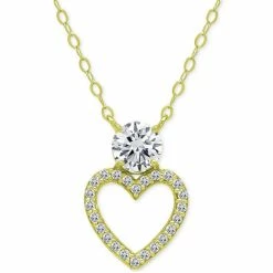 Discount ๐ Giani Bernini Cubic Zirconia Heart Pendant Necklace, 16 + 2 Extender, Created For Macy's Sterling Silver ๐