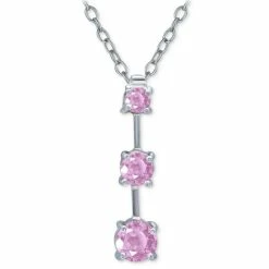 Best deal ๐ Giani Bernini Pink Cubic Zirconia Journey 18 Pendant Necklace In Sterling Silver, Created For Macy's โญ