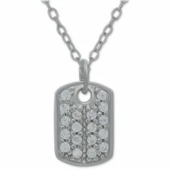 Wholesale 🥰 Giani Bernini Cubic Zirconia 🦮 Dog Tag 18 Pendant Necklace In Sterling Silver, Created For Macy's 🤩