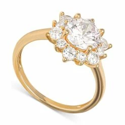 Best Pirce ❤️ Giani Bernini Cubic Zirconia Cluster Flower Ring In Gold-Plated Sterling Silver, Created For Macy's Gold Over Sterling Silver 👍