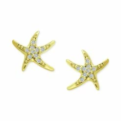 Buy 💯 Giani Bernini Cubic Zirconia Starfish Stud Earrings In 18k Gold-Plated Sterling Silver, Created For Macy's Gold Over Silver 🌟