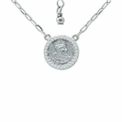 Outlet 🎁 Giani Bernini Cubic Zirconia Coin Pendant Necklace In Sterling Silver, 16 + 2 Extender, Created For Macy's 🛒