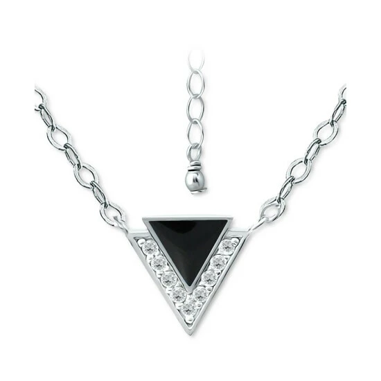 Hot Sale ❤️ Giani Bernini Cubic Zirconia & Enamel Triangle Pendant Necklace In Sterling Silver, 16 + 2 Extender, Created For Macy's 💯 1 Hot Sale ❤️ Giani Bernini Cubic Zirconia & Enamel Triangle Pendant Necklace In Sterling Silver, 16 + 2 Extender, Created For Macy's 💯