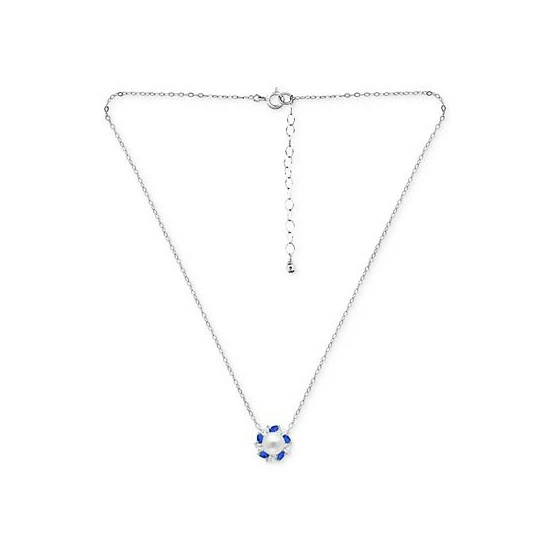 Flash Sale ❤️ Giani Bernini Freshwater Pearl (6mm), Lab-Created Blue Sapphire (1/6 Ct. T.w.), & Cubic Zirconia Halo Pendant Necklace In Sterling Silver, 16 + 2 Extender, Created For Macy's ✔️ 3 Flash Sale ❤️ Giani Bernini Freshwater Pearl (6mm), Lab-Created Blue Sapphire (1/6 Ct. T.w.), & Cubic Zirconia Halo Pendant Necklace In Sterling Silver, 16 + 2 Extender, Created For Macy's ✔️ - Image 3