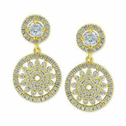 Best Sale 🎉 Giani Bernini Cubic Zirconia Medallion Drop Earrings, Created For Macy's Gold Over Silver 👏