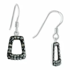 Outlet 👏 Giani Bernini Gray Crystal Geometric Drop Earrings In Sterling Silver, Created For Macy's ✨