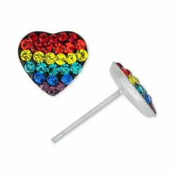 Flash Sale 😉 Giani Bernini Crystal Rainbow Heart Stud Earrings In Sterling Silver, Created For Macy's Multi 🛒