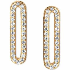 Cheapest ⌛ Giani Bernini Cubic Zirconia Paperclip Link Stud Earrings, Created For Macy's Gold Over Sterling Silver 😀