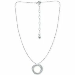 Discount 🎁 Giani Bernini Cubic Zirconia Twisted Circle 16 Pendant Necklace, Created For Macy's Silver 🔥