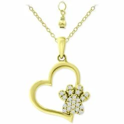 Brand new โจ Giani Bernini Cubic Zirconia Heart & Paw 18 Pendant Necklace, Created For Macy's White ๐