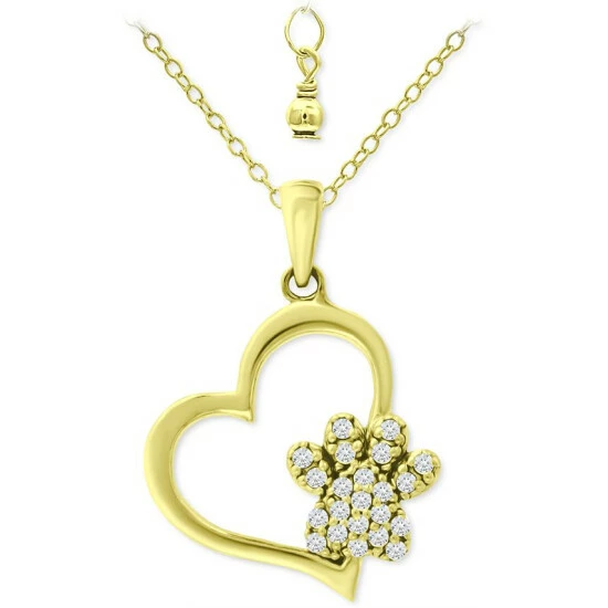 Brand new โจ Giani Bernini Cubic Zirconia Heart & Paw 18 Pendant Necklace, Created For Macy's White ๐ 1 Brand new โจ Giani Bernini Cubic Zirconia Heart & Paw 18 Pendant Necklace, Created For Macy's White ๐