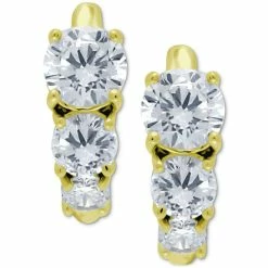 Top 10 🔥 Giani Bernini Cubic Zirconia Graduated Small Huggie Hoop Earrings, 0.625, Created For Macy's Gold Over Silver 💯