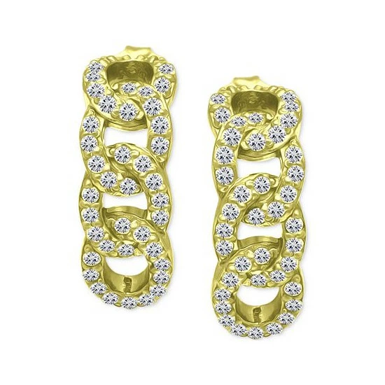 Top 10 🤩 Giani Bernini Cubic Zirconia Pavé Chain Link Half Hoop Earrings, Created For Macy's Gold Over Silver 🤩 3 Top 10 🤩 Giani Bernini Cubic Zirconia Pavé Chain Link Half Hoop Earrings, Created For Macy's Gold Over Silver 🤩 - Image 3