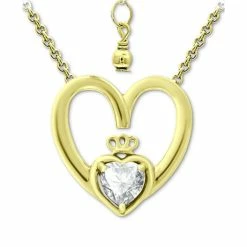 Deals 😀 Giani Bernini Cubic Zirconia Claddagh Heart 16 Pendant Necklace, Created For Macy's Gold ✨