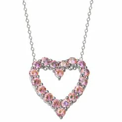 Wholesale 👍 Giani Bernini Pink Cubic Zirconia Open Heart 18 Pendant Necklace In Sterling Silver, Created For Macy's 🎁