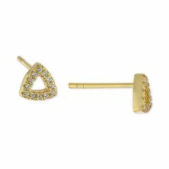 Discount โญ Giani Bernini Cubic Zirconia Triangle Stud Earrings In Gold-Plated Sterling Silver, Created For Macy's Yellow Gold ๐