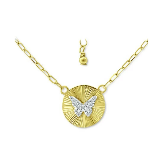 Discount โ Giani Bernini Cubic Zirconia Butterfly Disc Pendant Necklace, 16 + 2 Extender, Created For Macy's Gold Over Silver ๐คฉ 1 Discount โ Giani Bernini Cubic Zirconia Butterfly Disc Pendant Necklace, 16 + 2 Extender, Created For Macy's Gold Over Silver ๐คฉ