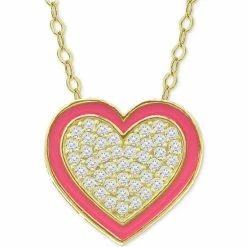 Best Pirce 🤩 Giani Bernini Cubic Zirconia & Enamel Heart Pendant Necklace, 16 + 2 Extender, Created For Macy's Sterling Silver 🌟