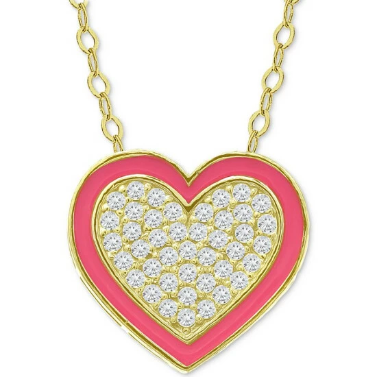 Best Pirce 🤩 Giani Bernini Cubic Zirconia & Enamel Heart Pendant Necklace, 16 + 2 Extender, Created For Macy's Sterling Silver 🌟 1 Best Pirce 🤩 Giani Bernini Cubic Zirconia & Enamel Heart Pendant Necklace, 16 + 2 Extender, Created For Macy's Sterling Silver 🌟