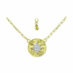 Budget 🔥 Giani Bernini Cubic Zirconia Starburst Disc Pendant Necklace, 16 + 2 Extender, Created For Macy's Sterling Silver ⭐