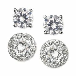 Hot Sale 😀 Giani Bernini 2-Pc. Set Cubic Zirconia Solitaire & Halo Stud Earrings In Sterling Silver, Created For Macy's ⌛