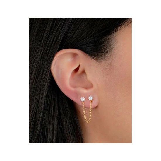 Best Pirce ๐ Giani Bernini Cubic Zirconia Double Pierced Chain Drop Earrings In Gold-Plated Sterling Silver, Created For Macy's Yellow ๐ฅ 2 Best Pirce ๐ Giani Bernini Cubic Zirconia Double Pierced Chain Drop Earrings In Gold-Plated Sterling Silver, Created For Macy's Yellow ๐ฅ - Image 2