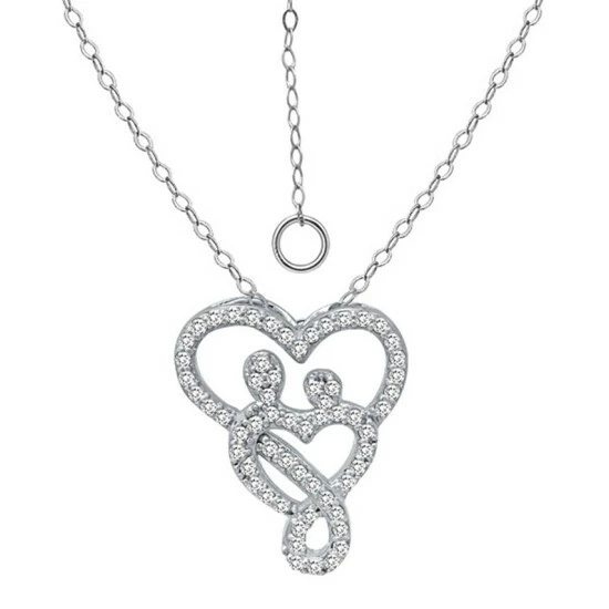 Promo 🤩 Giani Bernini Cubic Zirconia Intertwined Mom & Child Heart Pendant Necklace In Sterling Silver, 16 + 2 Extender, Created For Macy's ❤️ 1 Promo 🤩 Giani Bernini Cubic Zirconia Intertwined Mom & Child Heart Pendant Necklace In Sterling Silver, 16 + 2 Extender, Created For Macy's ❤️