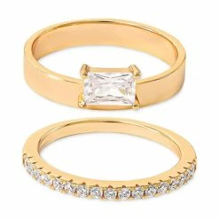 Cheap 🔔 Giani Bernini 2-Pc. Set Cubic Zirconia Ring & Pavé Band In 18k Gold-Plated Sterling Silver, Created For Macy's Gold Over Sterling Silver 👍
