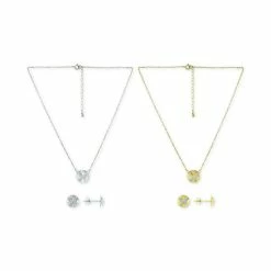 Cheap 😀 Giani Bernini Cubic Zirconia Butterfly Cluster Necklace & Disc Stud Earrings Jewelry Collection, Created For Macy's Gold Over Silver ✨