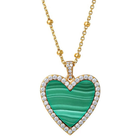 Budget ๐ Giani Bernini Malachite & Cubic Zirconia Heart Pendant Necklace In Gold-Plated Sterling Silver, 16 + 2 Extender, Created For Macy's ๐คฉ 1 Budget ๐ Giani Bernini Malachite & Cubic Zirconia Heart Pendant Necklace In Gold-Plated Sterling Silver, 16 + 2 Extender, Created For Macy's ๐คฉ