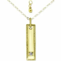 Coupon 🔥 Giani Bernini Cubic Zirconia 🦮 Dog Tag Pendant Necklace In 18k Gold-Plated Sterling Silver, 16 + 2 Extender, Created For Macy's Gold Over Silver 🎁