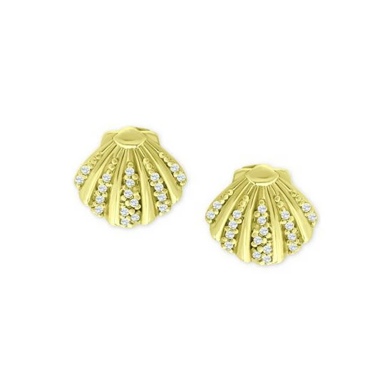 Buy ⭐ Giani Bernini Cubic Zirconia Clam Shell Stud Earrings In 18k Gold-Plated Sterling Silver, Created For Macy's Gold Over Sterling Silver ✔️ 3 Buy ⭐ Giani Bernini Cubic Zirconia Clam Shell Stud Earrings In 18k Gold-Plated Sterling Silver, Created For Macy's Gold Over Sterling Silver ✔️ - Image 3