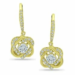 Outlet ⌛ Giani Bernini Cubic Zirconia Cluster Drop Earrings In 18k Gold-Plated Sterling Silver, Created For Macy's Gold Over Silver 🧨