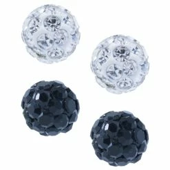 Cheapest 👍 Giani Bernini Crystal 4mm 2-Pc Set Pave Stud Earrings In Sterling Silver, Available In Black And White Or Red And White 💯