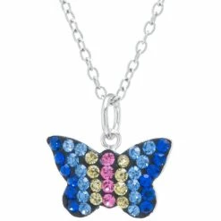 Discount 🛒 Giani Bernini Multicolor Pave Crystal Butterfly Pendant With 18 Chain Set In Sterling Silver 💯