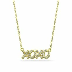 Brand new ๐ Giani Bernini Cubic Zirconia XOXO Nameplate Necklace In 18k Gold Plated Sterling Silver ๐