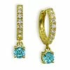 Best deal 🎉 Giani Bernini Clear & Blue Cubic Zirconia Dangle Drop Huggie Hoop Earring In 18k Gold Plated Sterling Silver Gold/aqua 🛒