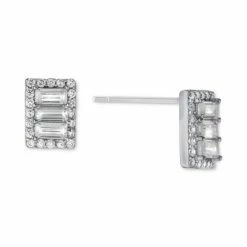 Cheapest ❤️ Giani Bernini Cubic Zirconia Baguette Halo Stud Earrings In Sterling Silver, Created For Macy's 😀