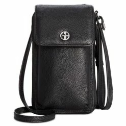 Deals โ๏ธ Giani Bernini Softy Leather Tech Crossbody Wallet, Created For Macy's Black โ๏ธ